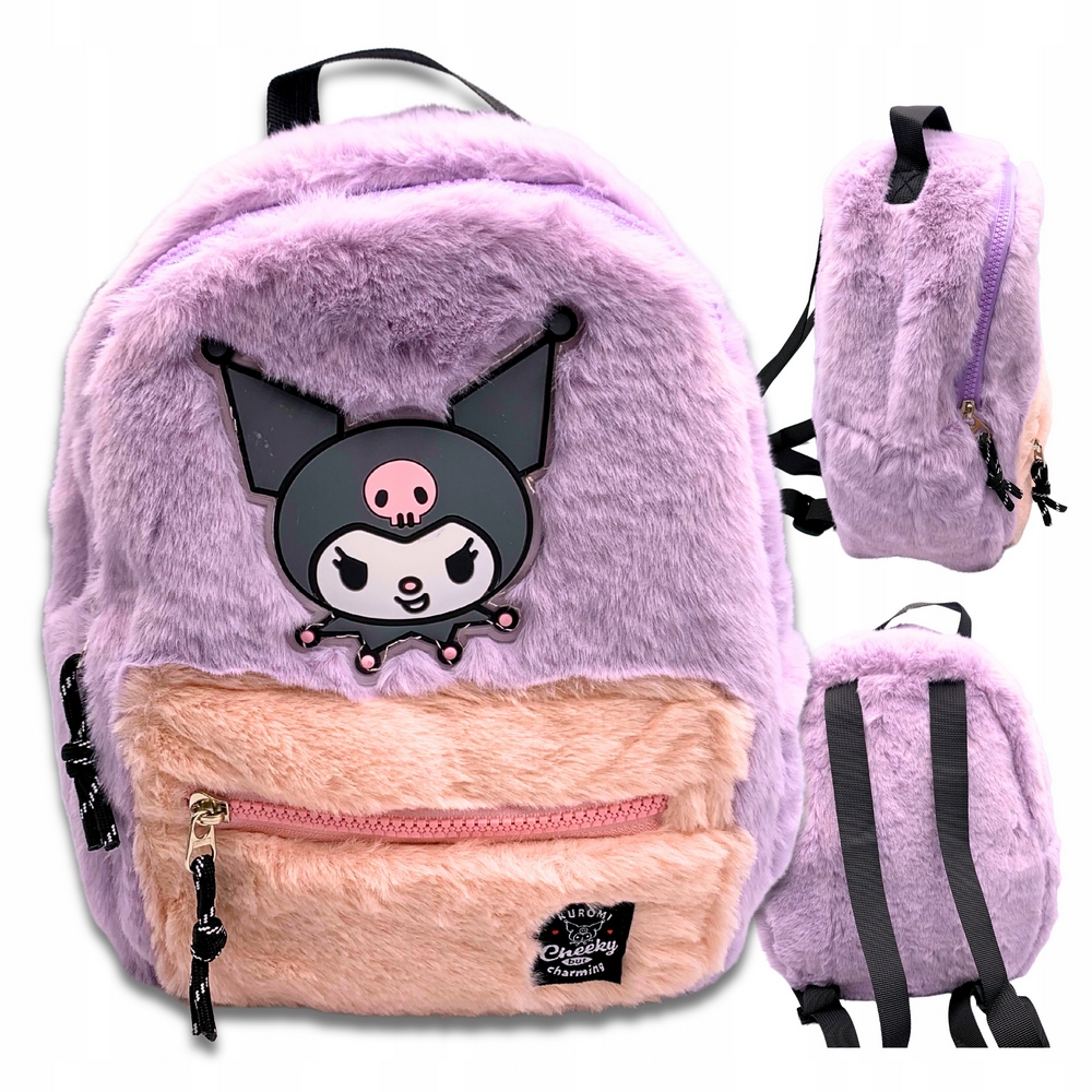 Mestský Školský Batoh Kuromi s Plusšovým Dizajnom, 30 cm